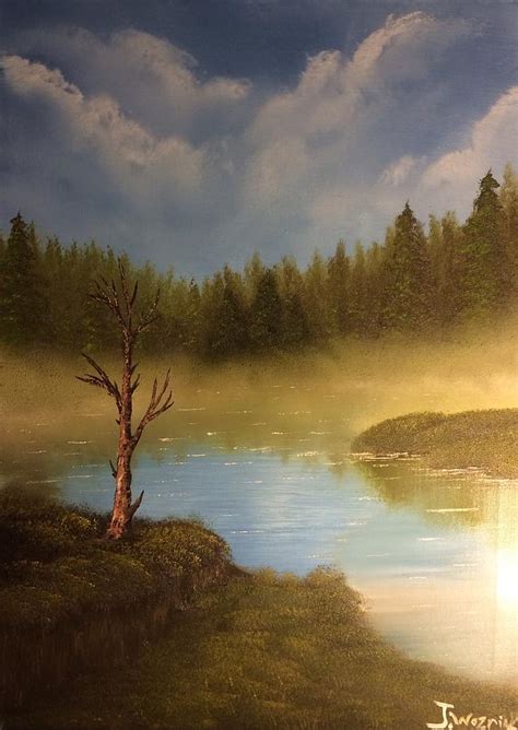 Lake In The Woods Painting By Justin Wozniak