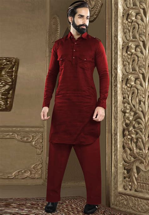 Maroon Pathani Kurta Pajama For Men Buy Maroon Pathani Kurta Pajama