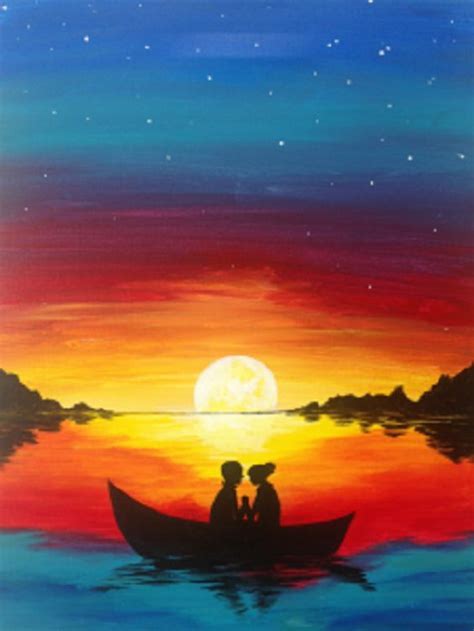 Blank walls can be boring. 5 best sunset painting | Sunset painting, Silhouette ...