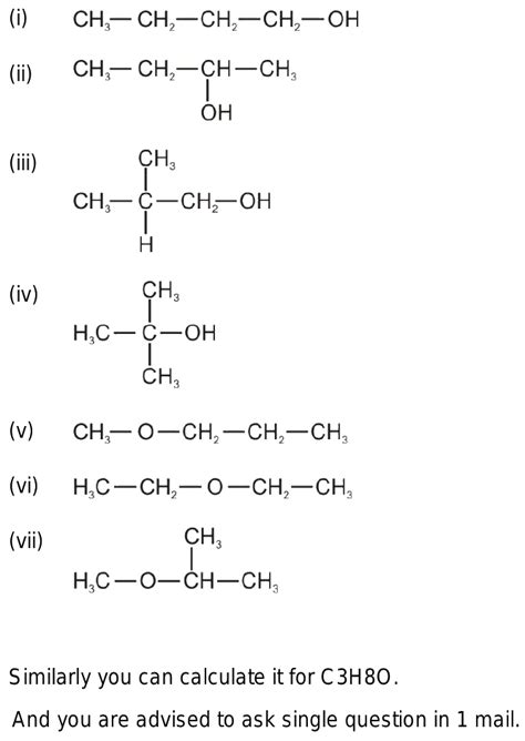 Write The Number Of Structural Isomers Of A C H Oh B C H Oh