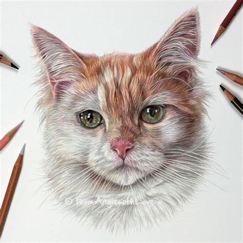Izzie Coloured Pencil Cat Portrait By Angie X