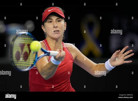 switzerland s belinda bencic plays a return to canada s leylah fernandez on the 4th day of the