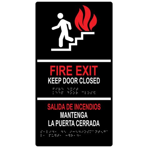 Ada Fire Exit Keep Door Closed Braille Sign Rrb 270 Multiwhtonblk
