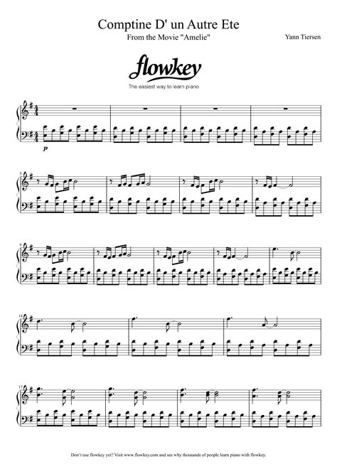 Alle noten lassen sich über die suchfunktion oder in den übersichtlichen menüs finden. Yann Tiersen : Comptine d'un autre été aka Amelie theme ...