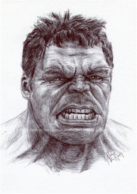 The Hulk The Avengers Pen And Ink Portrait By Natemichaels On