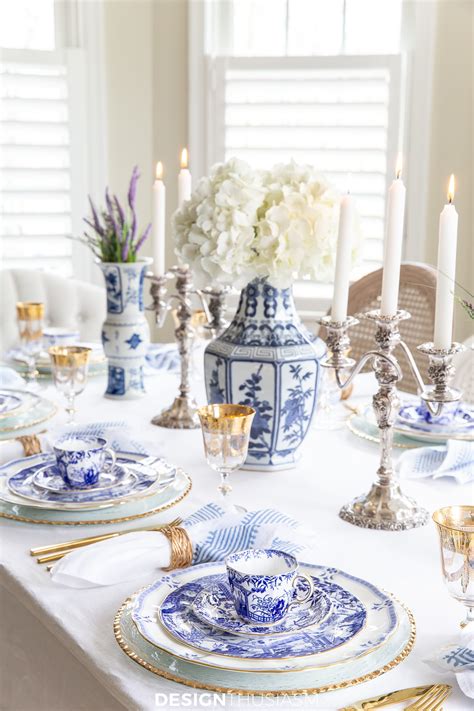 Using Blue And White China In A Hanukkah Or Christmas Table Setting