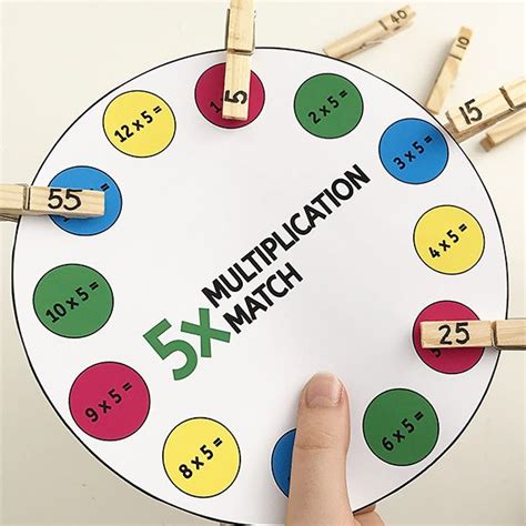 Printable Times Table Game Multiplication Peg Match 1x 12x Tables
