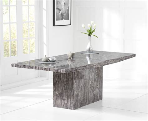 Modern Grey Marble Dining Table Set With 6 Chairs Homegenies