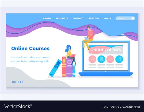 Online Courses Web Landing Page Home Education Vector Image
