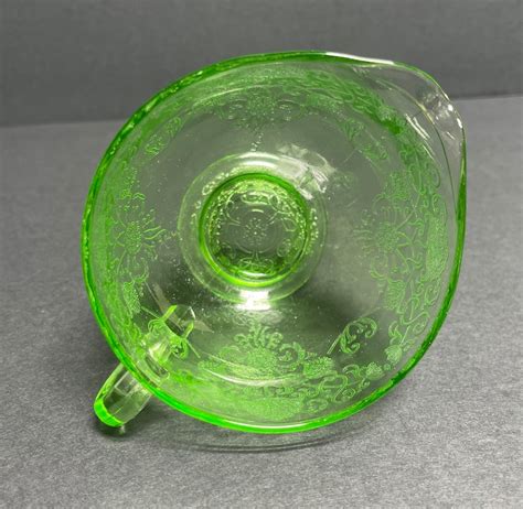 Green Depression Glass Hazel Atlas Florentine Creamer Sugar Bowl Lid