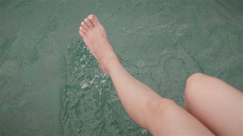 Woman Splashing And Playing With Feet In The Sea Stock Footage Video Of Platform Attractive