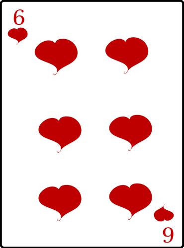 Six Of Hearts Playing Card Public Domain Vectors