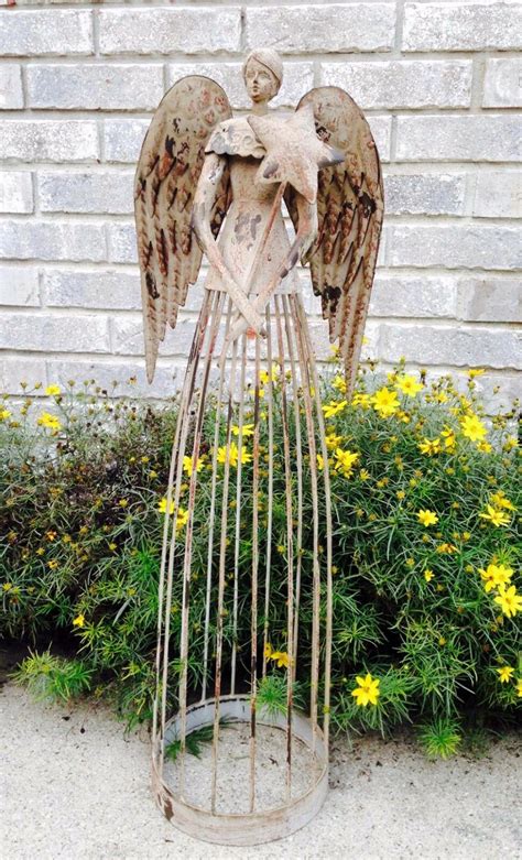 Antiqued Metal Angel Garden Statue Gearpings
