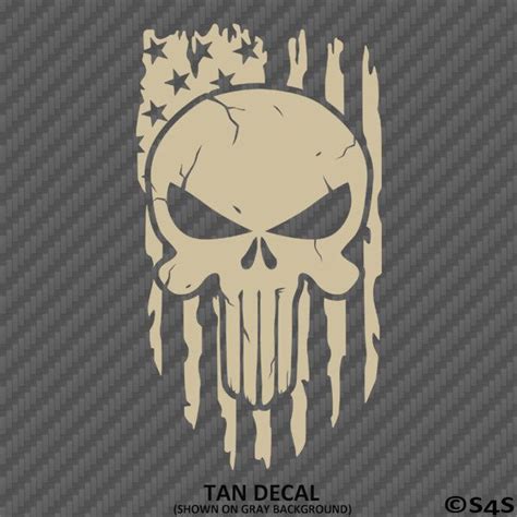 American Flag Distressed Patriotic Punisher Skull Vertical Vinyl Decal