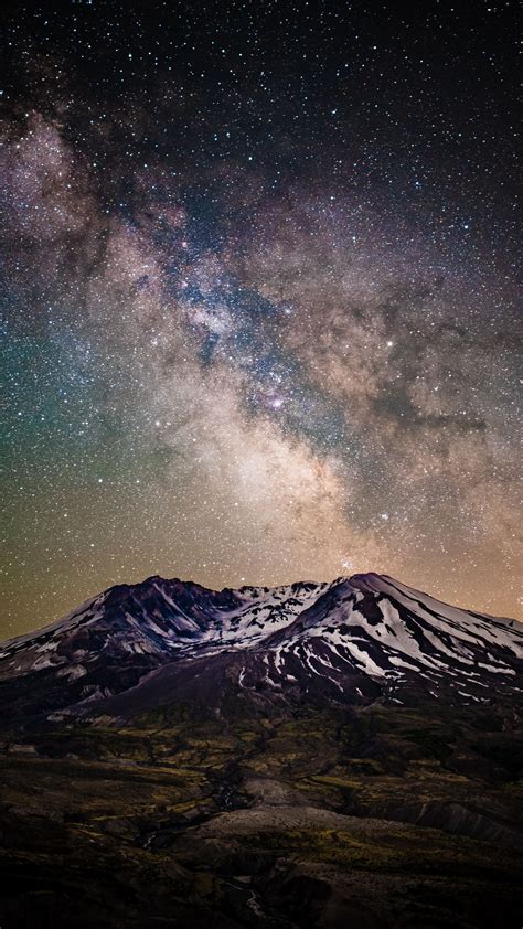Download Wallpaper 2160x3840 Milky Way Starry Sky Stars Mountain