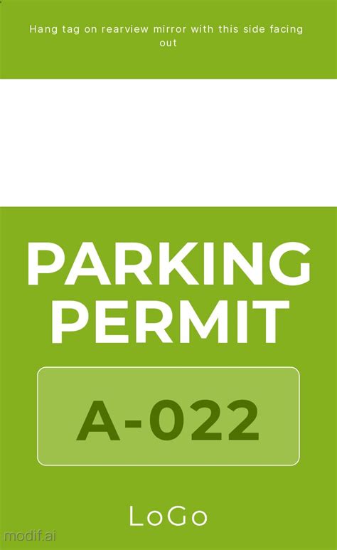 Parking Permit Design Template In Green Mediamodifier