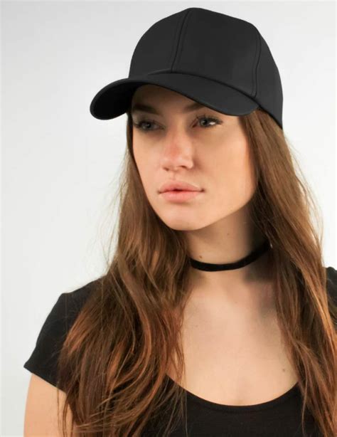 Cool Girl Black Baseball Cap Minimal Girl Wearing Cap Leather Hat Baseball Black Baseball Cap