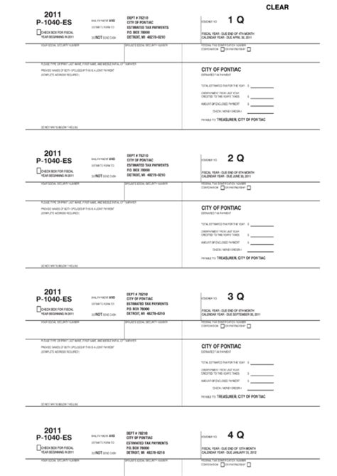 Fillable Form P 1040 Es Estimated Tax For Individuals 2021 Tax Forms