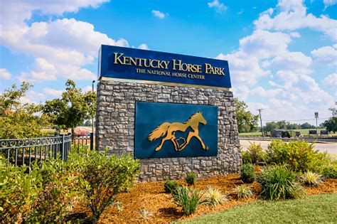 Entrance Sign To The Kentucky Horse Park In Lexington Ky Usa Stock