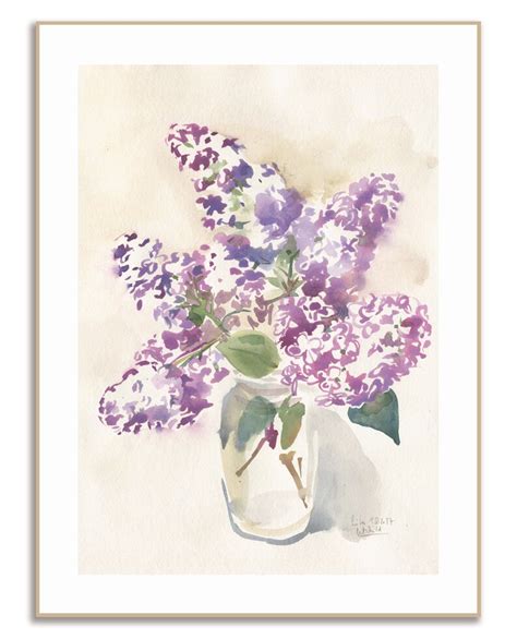 Lilacs Print Watercolor Of Purple Lilacs Floral Wall Art Etsy