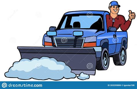 Snow Plow Truck Illustration Cartoon Art Stock