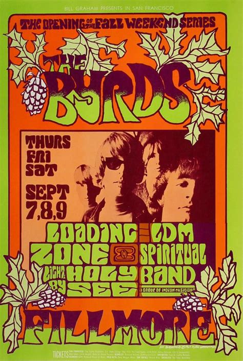 The Byrds Vintage Concert Poster From Fillmore Auditorium Sep 7 1967