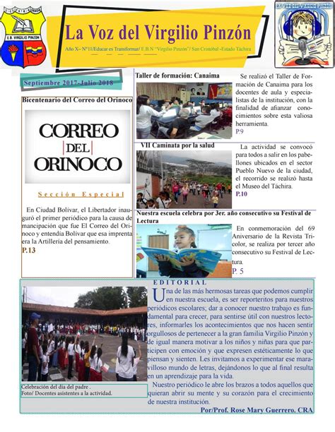 Periódico Escolar Digital 2018 Escuela Bolivariana Virgilio Pinzón By