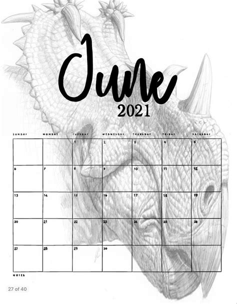 Dinosaur 2021 Calendar Calendario