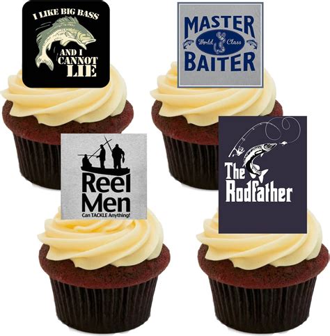 Made4you Fishing Funnyrude Edible Cupcake Toppers Stand Up Wafer