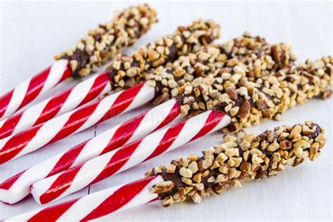 Chocolate Covered Peppermint Sticks With Nuts Stock Image Image Of