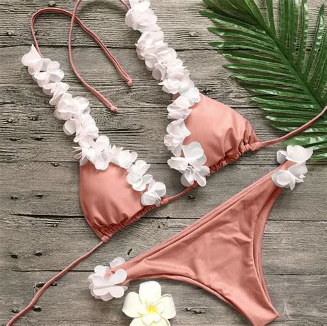 2018 Flowers Floral Sexy Swimsuit Women Bikini Set Push Up Padded Bra