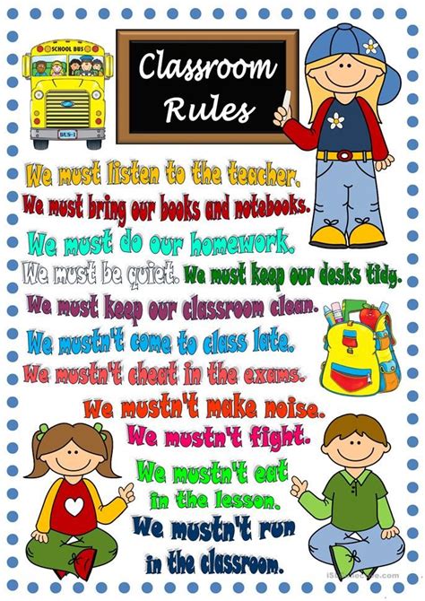 Classroom Rules Poster English Esl Worksheets For Distance Learning And Physical Classrooms