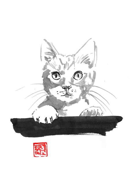 Surprised Cat Drawing By Pechane Sumie Saatchi Art