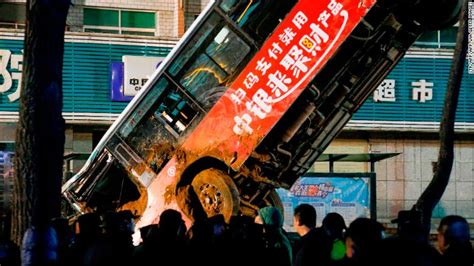 Enormous Sinkhole In China Swallows Bus And Passengers Killing At