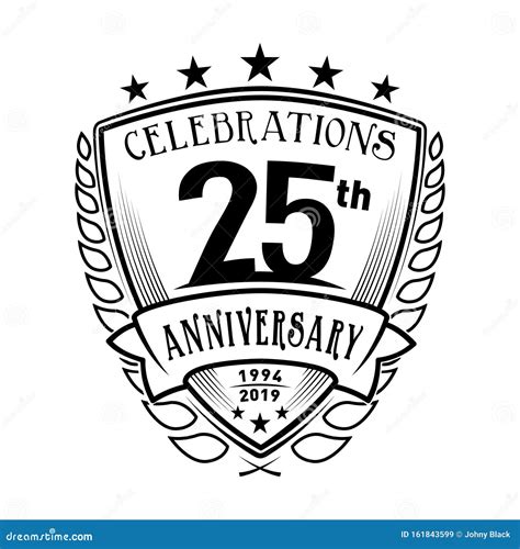 25th Shield Anniversary Logo 25th Vector And Illustration Stock