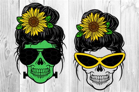 Portail des communes de france : Messy Bun and Sunglasses Skull Mom Sublimation PNG By ...