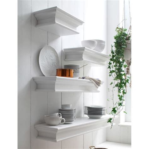 The most common floating media shelf material is wood. NovaSolo Halifax Medium Floating Wall Shelf in Pure White ...