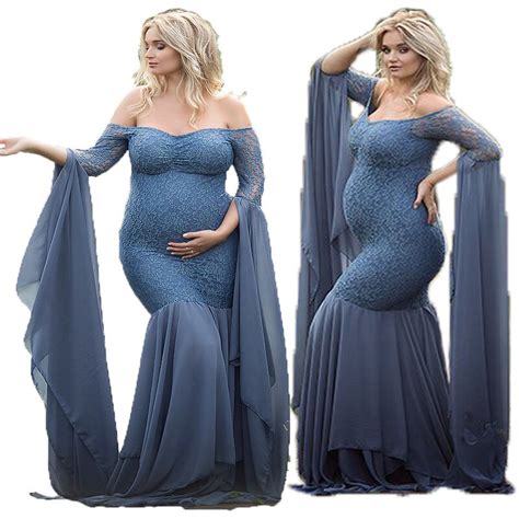 Lace Maternity Photography Props Gown Dresses For Pregnant Women Maternity Long Dresses For