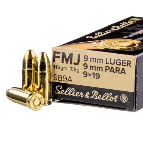 Sellier And Bellot 9mm Luger Ammo 115gr Fmj 50box
