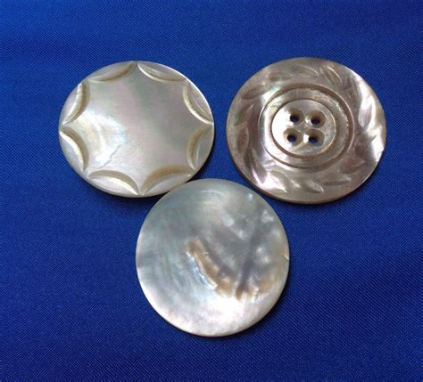 Vintage Three Large Mother Of Pearl Buttons Coat Buttons Sewing