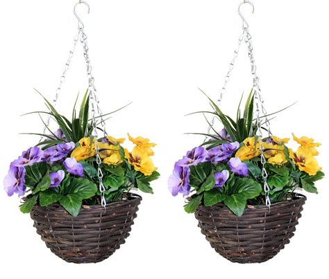Outdoor Faux Hanging Flower Baskets Artificial Hanging Baskets With