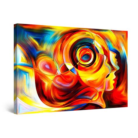 Startonight Canvas Wall Art Abstract Faces Freddie Painting Framed