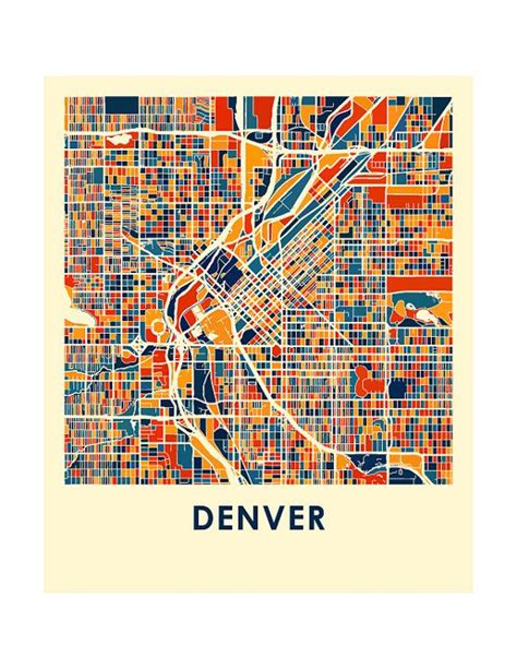 Denver Map Print Full Color Map Poster Etsy In 2022 Denver Map Map