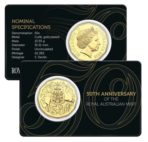 2015 50th Anniversary Of The Royal Australian Mint Gold Plated 50 Cent