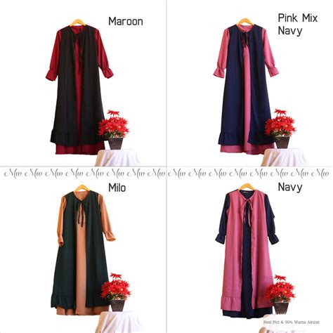 Gamis syari dua warna terbaru azahra salem3 model baju. Model Gamis Wolfis Kombinasi 2 Warna - Jilbab Satin