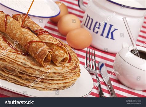 Stack Dutch Pannenkoeken Met Stroop Pancakes Stock Photo Edit Now