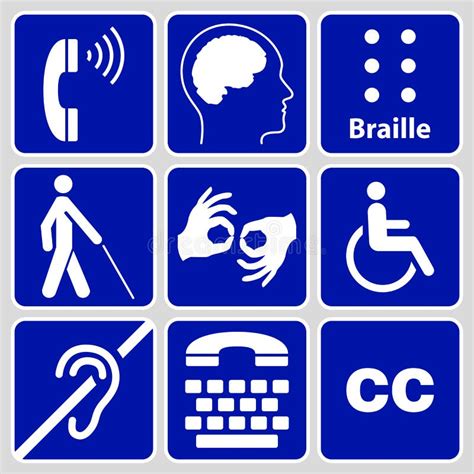 Disability Symbols And Signs Collection Stock Vector Illustration Of