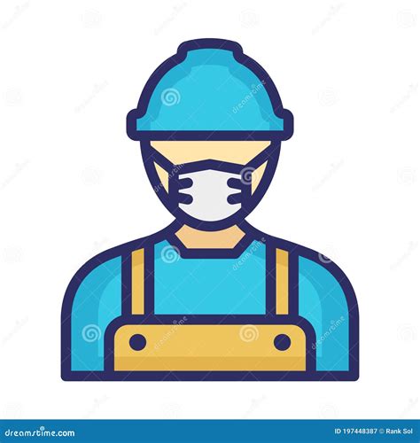 Construction Worker Wearing Mask Vector Icon Which Can Easily Modify Or