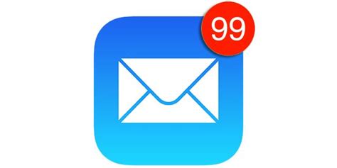 An Email Icon With The Number 99 On It And A Red Button For The Mail