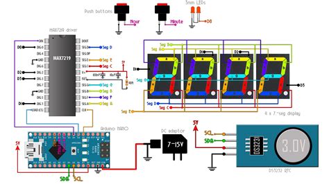Schematic 7 Segments Clock Arduino